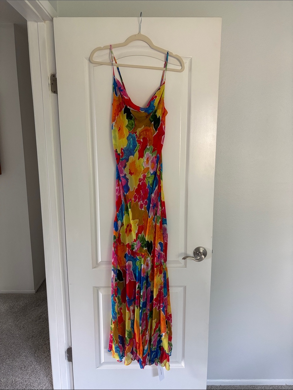 Rumored Multicolor Floral Maxi Slip Dress - Red, Yellow, Blue, Pink